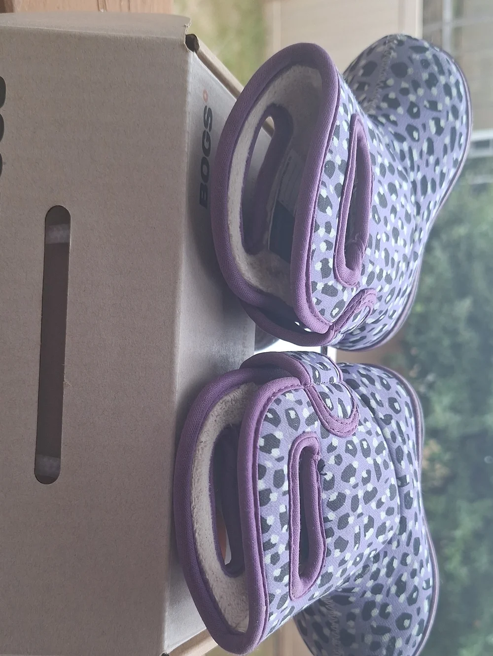 Bogs Kids' Purple Leopard Waterproof Rain Boots Toddler 4